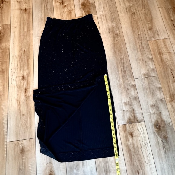 en Français By Huey Waltzer Black Shimmery Long Pull Up Evening Skirt Large - Picture 7 of 14